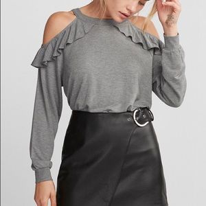 Express ruffle cold shoulder sweatshirt